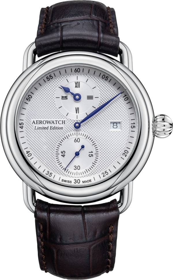 Montre Aerowatch suisse, bracelet en cuir, édition limitée.