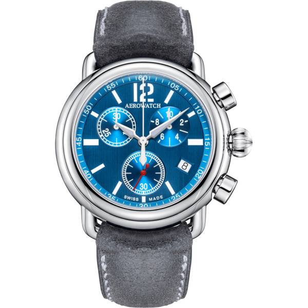 Montre Aérowatch 1942 Chrono quartz bleu cadran.