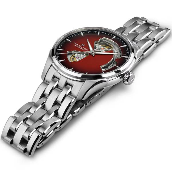 Montre Hamilton Jazzmaster Open Heart Automatique 40 mm rouge.