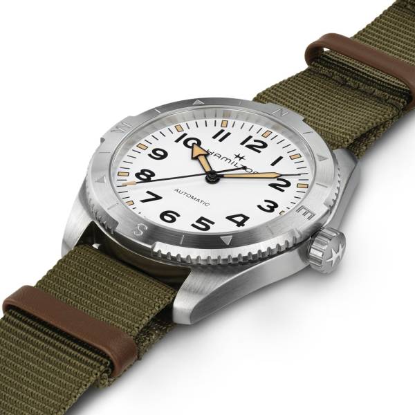 Montre Hamilton Khaki Field Expedition Auto 41mm, cadran blanc.