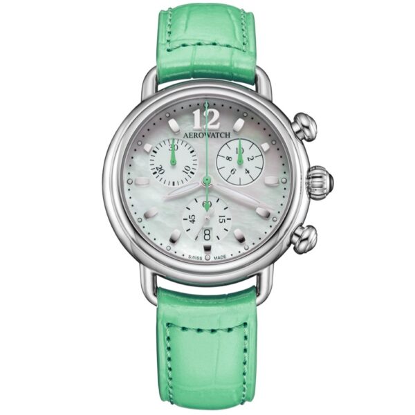 Montre Aérowatch 1942 Chronolady quartz 36mm vert