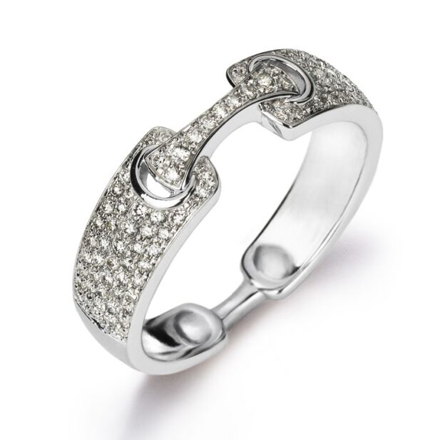 Bague en or blanc 750/18 ct, diamants 0.34ct