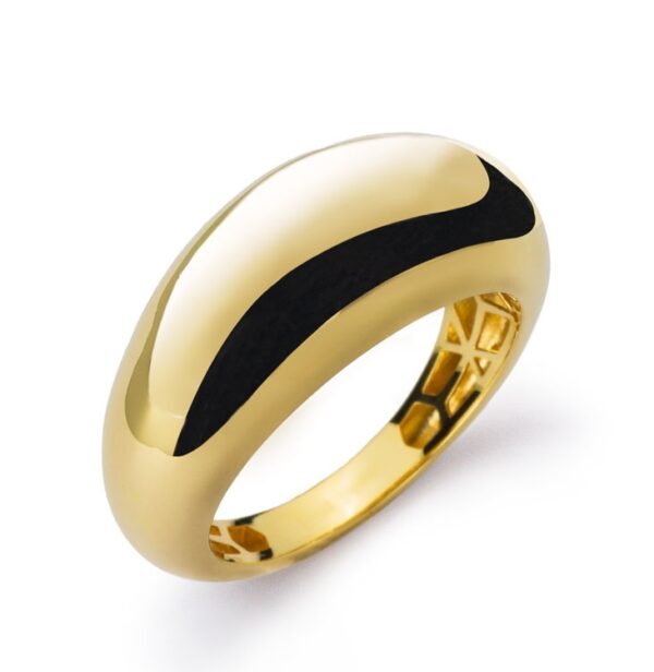 Bague or jaune 750/18 ct bombée polie.