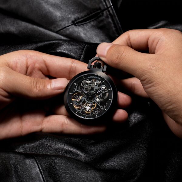 Aerowatch Taschenuhr Lépine Mechanical Spider Skeleton schwarz – Bild 2