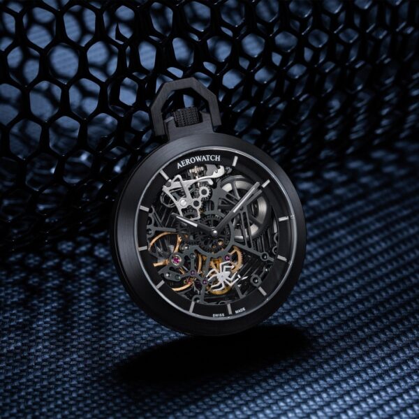 Aerowatch Taschenuhr Lépine Mechanical Spider Skeleton schwarz – Bild 3