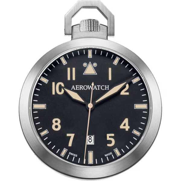 Montre de poche Aerowatch Lépine quartz acier/noir