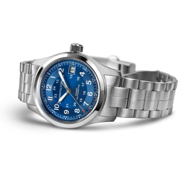 Montre Hamilton Khaki Field Auto Date 38mm cadran bleu
