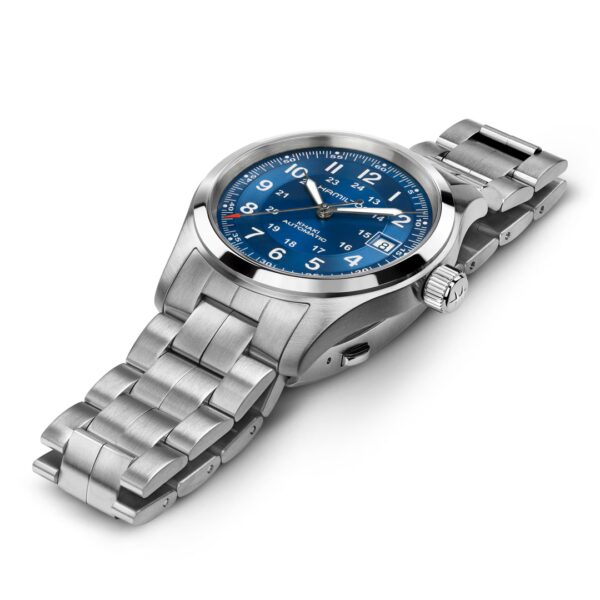 Montre Hamilton Khaki Field Auto Date 38mm, cadran bleu