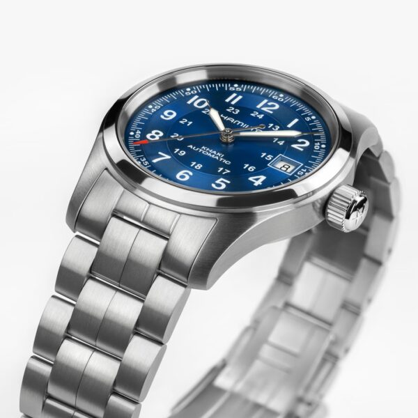 Montre Hamilton Khaki Field Auto Date 38mm, cadran bleu