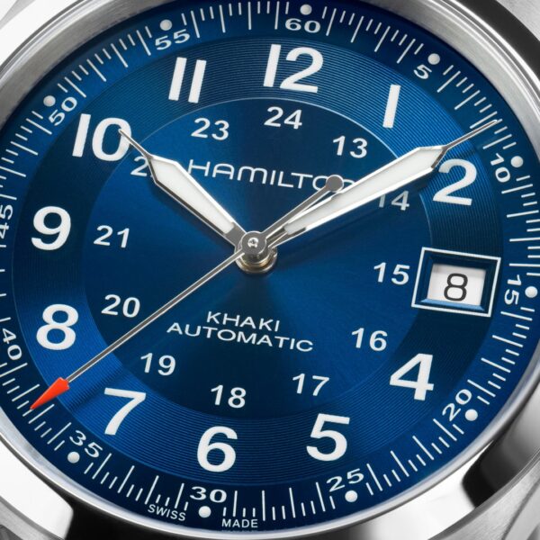 Montre Hamilton Khaki Field Auto Date 38mm, cadran bleu