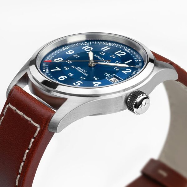 Montre Hamilton Khaki Field Auto Date 38mm, cadran bleu