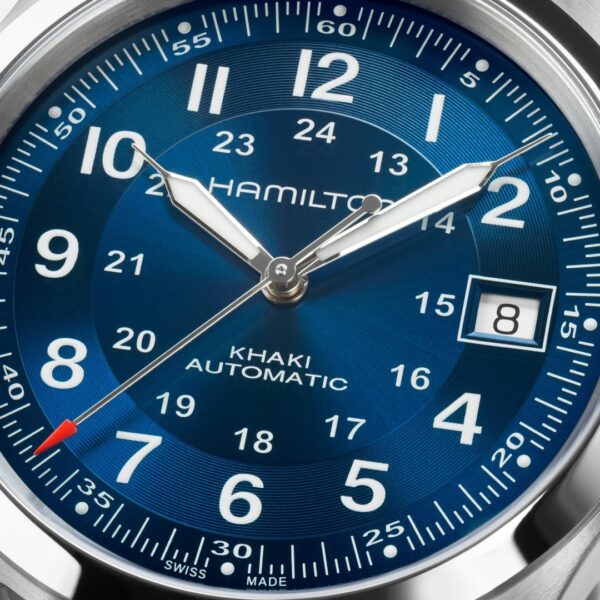 Montre Hamilton Khaki Field Auto Date 38mm cadran bleu
