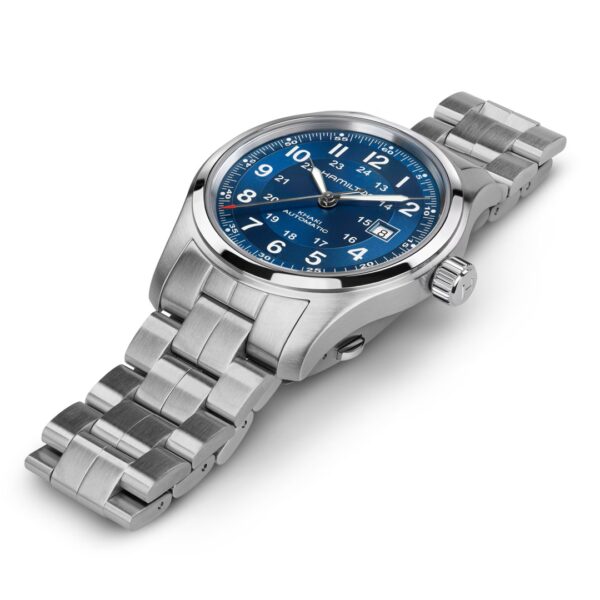 Montre Hamilton Khaki Field Auto Date 42mm cadran bleu