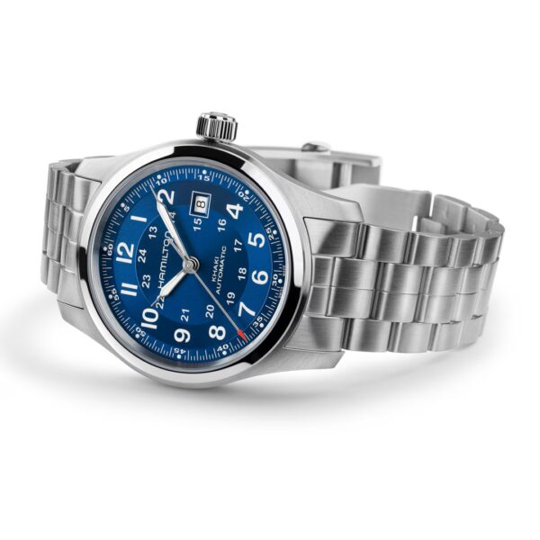 Montre Hamilton Khaki Field Auto Date 42mm cadran bleu