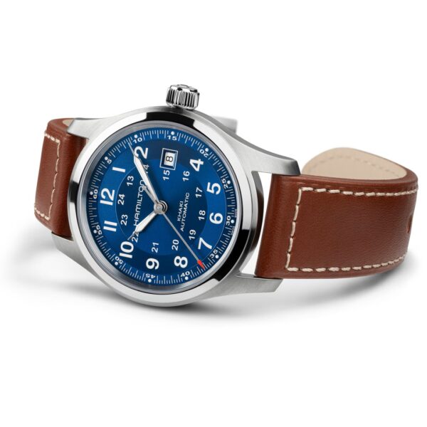 Montre Hamilton Khaki Field Auto Date 42mm cadran bleu