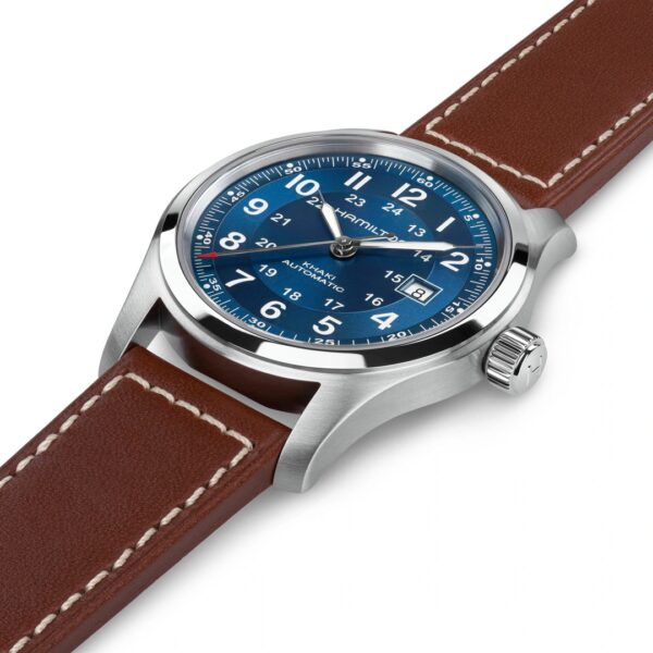 Montre Hamilton Khaki Field Auto Date 42mm, cadran bleu