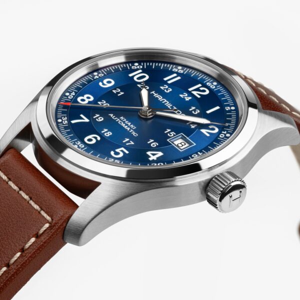 Montre Hamilton Khaki Field Auto Date 42mm bleue