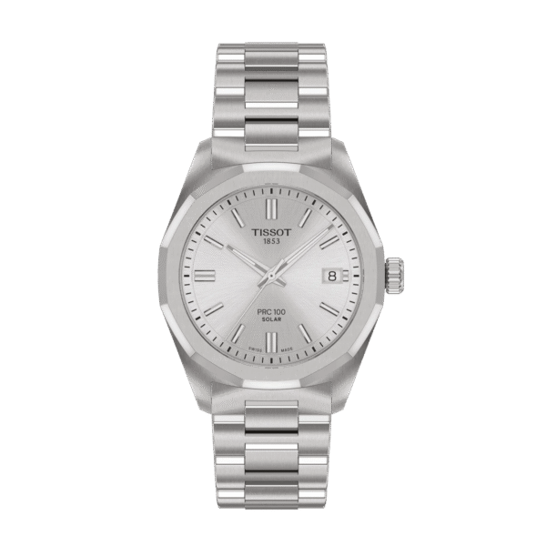 Montre Tissot PRC 100 Solar Quartz 34mm, cadran argenté