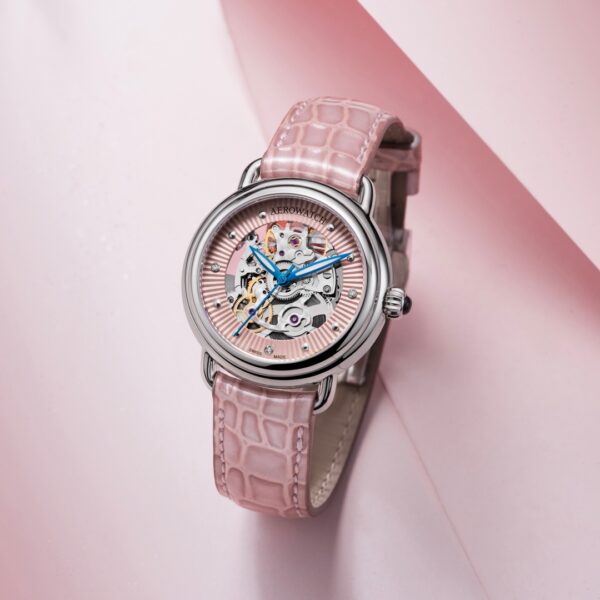 Aerowatch 1942 Lady Automatic Skeleton rose – Image 4