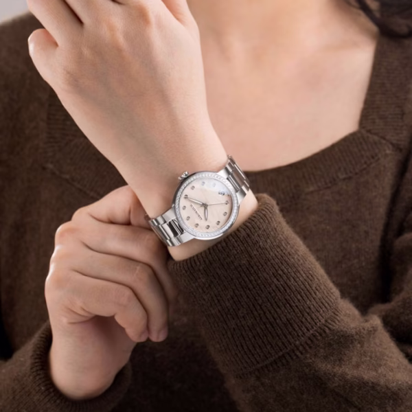 Aerowatch Harmonie Lady Automatic Diamonds Beige acier 35mm – Image 2