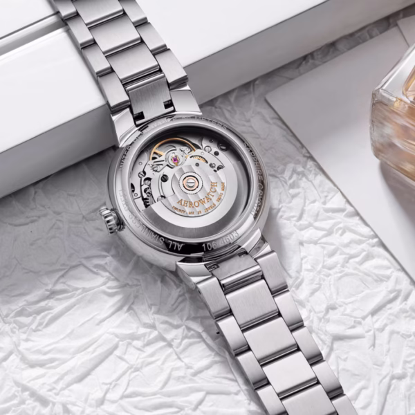 Aerowatch Harmonie Lady Automatic Diamonds Beige acier 35mm – Image 3