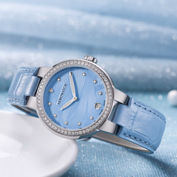 Aerowatch Harmonie Lady Quartz Diamonds Blau 35mm – Bild 3