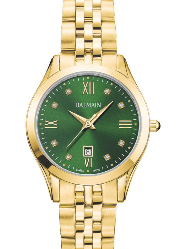 Montre Balmain Classic R 30 mm, cadran vert, diamants