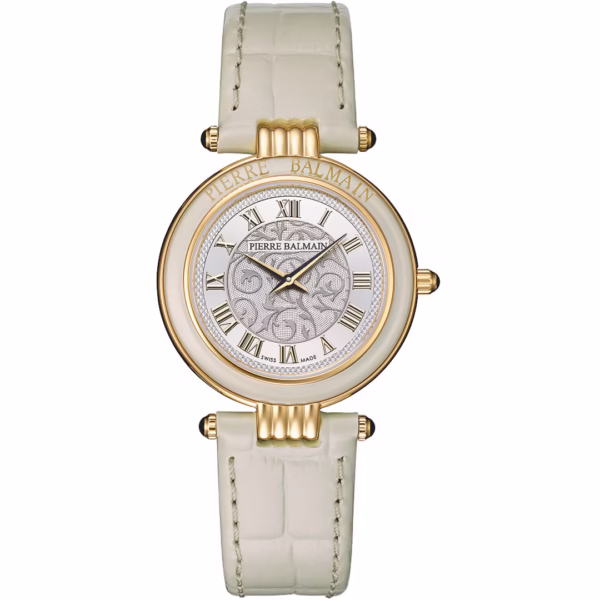 balmain-haute-elegance-cadran- argenté-bracelet-en -cuir-beige-vintage-b8135.51.12