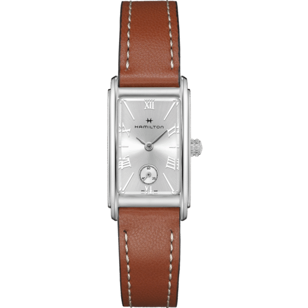 Montre Hamilton Ardmore Small, cadran argent, bracelet cuir.