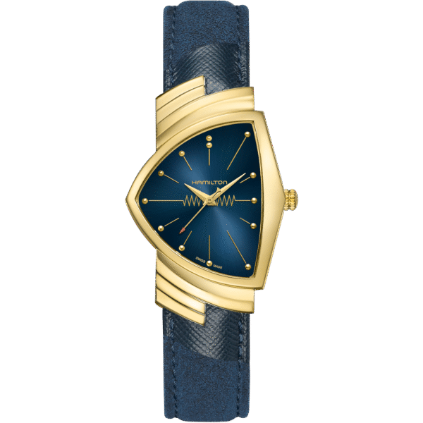 Montre Hamilton Quartz dorée cadran bleu