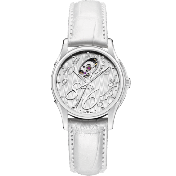 Montre Hamilton Lady Auto, bracelet blanc élégant