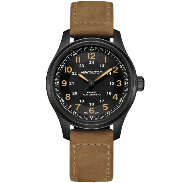 Montre Hamilton Titanium Auto, cadran noir, bracelet cuir
