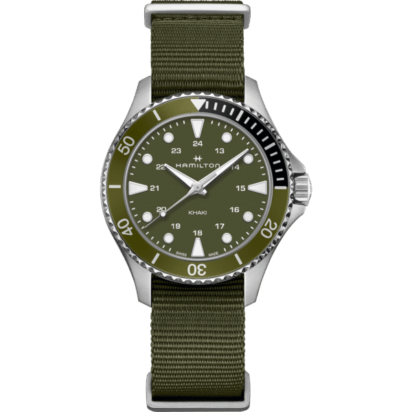 Montre Hamilton Scuba Quartz, cadran vert, bracelet textile