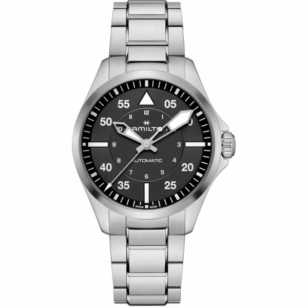 hamilton-khaki-aviation-pilot-auto-39mm-cadran noir-bracelet en acier-h76305130