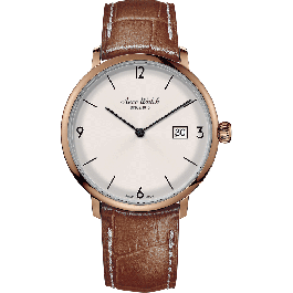 Montre Aerowatch Quartz Slim avec bracelet en cuir marron