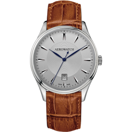 Montre Aerowatch Gent Quartz Eco, bracelet en cuir marron