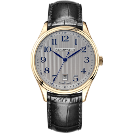 Montre Aerowatch Gent Quartz Eco, bracelet cuir noir