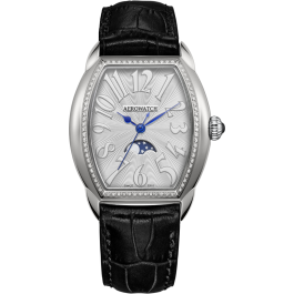 Montre Aerowatch Phase De Lune Quartz, bracelet noir