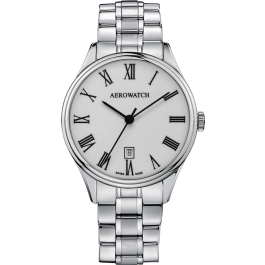 Montre Aerowatch Lady Quartz argentée à cadran blanc
