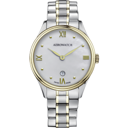 Montre Aerowatch Lady Quartz Eco, cadran blanc.