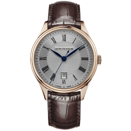 Montre Aerowatch Lady Quartz, cadran argenté, bracelet cuir marron