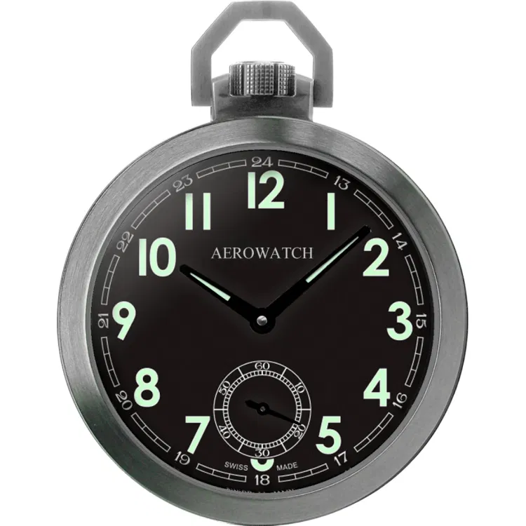 Montre Aerowatch Acier remontage manuel, cadran noir