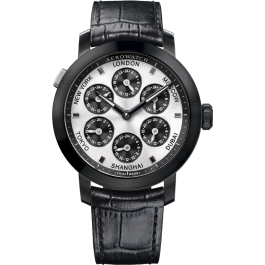 Montre Aerowatch 7 fuseaux horaires, bracelet noir
