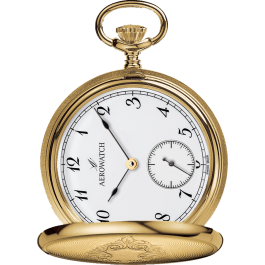 Montre de poche Aerowatch Plaqué or, cadran blanc