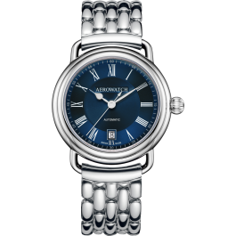 Montre Aerowatch Automatique, cadran bleu, bracelet métallique