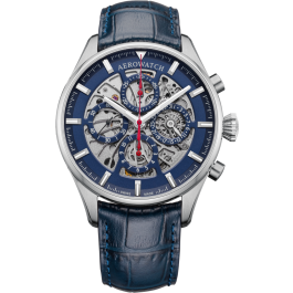 Montre Aerowatch Chrono semi-squelette, cadran bleu complexe