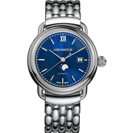 Montre Aerowatch Phases de lune automatique, cadran bleu