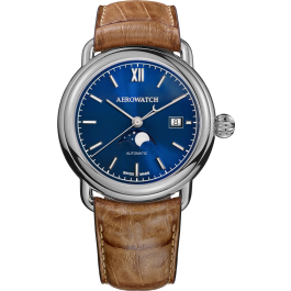 Montre Aerowatch Phases de lune automatique, cadran bleu
