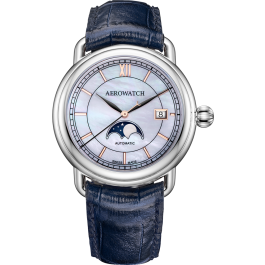 Montre Aerowatch Phases de lune, bracelet bleu