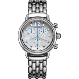 Montre Aerowatch Chrono Lady bleu pastel élégante
